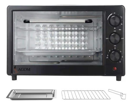 Horno De Mesa Lagom Sc-1688 25 Litros 1500w Tostador Eléctrico Hasta 250°c Freidora Práctica De 60 Min Alarma Sonora Luz Interior Termostato Temporizador Incluye Bandeja Rejilla Pinza Acero Inoxidable