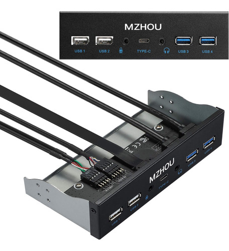 Mzhou Usb2.0 + 3.0 Frontal De Metal, Adaptador De Panel Fron