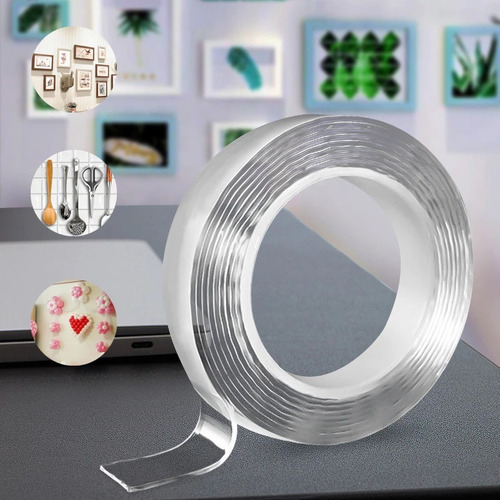 Imagen 3 de 3 de Cinta Adhesiva Doble Contacto Fuerte Transparente 30mm X 3m
