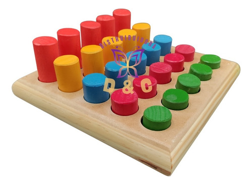 Juego Didáctico Tablero Madera Clasificación Niveles Niños Color Marrón