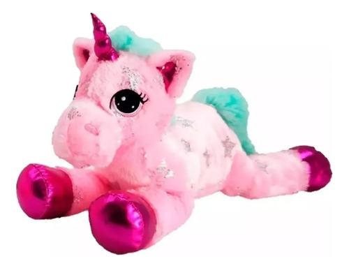 Unicornio De Peluche Con Estrellas Suave Acostado 40x24cm 