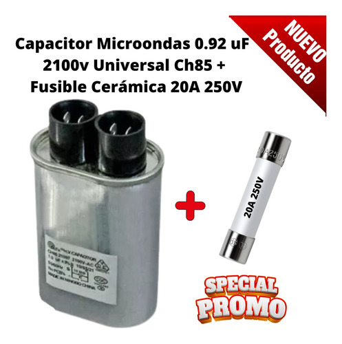 Capacitor Microondas 0.92 Uf 2100v Con Fusible 20a 250v