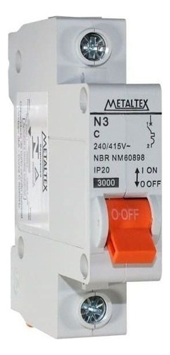 Mini Disjuntor Unipolar Curva C 2 Amperes N3 Metaltex (i)