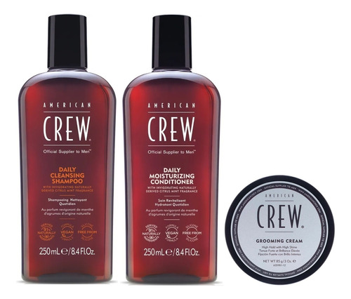 Shampoo Daily + Acondicionador+ Crema Grooming American Crew