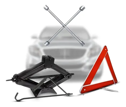 Kit Estepe Carro Chave De Roda Cruz Macaco Sanfona Triangulo - R$ 108,56