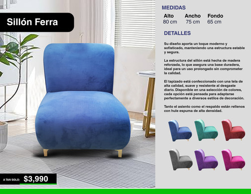 Sillón Individual Chico Confort Estilo Para Tu Hogar Oficina