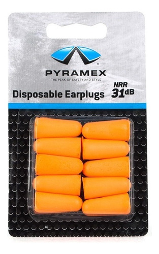 Paquete Con 10 Tapones Auditivos 31db Certificados Pyramex Color Naranja