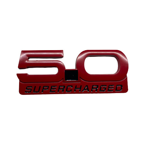 Emblema 5.0 Supercharged Color Rojo Universal Ford Dodge
