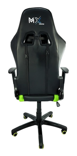 Cadeira de escritório Mymax MX5 gamer ergonômica preta e verde con estofado do couro sintético