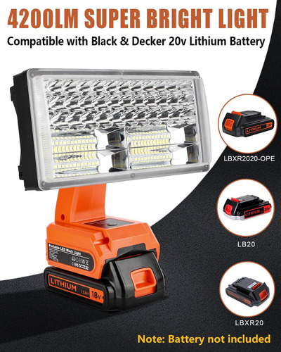 Luz De 20 V Black Decker 20 V Batería De Iones De Liti...