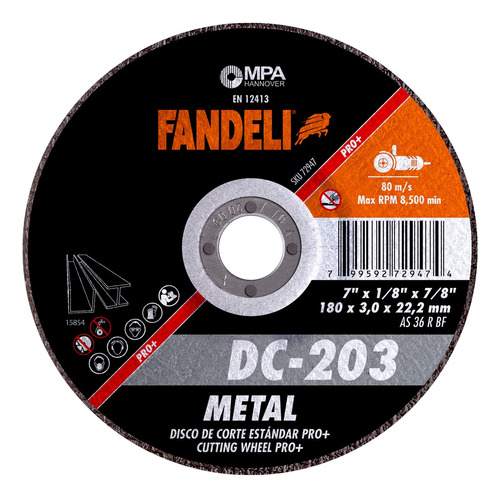 Disco Corte Std Metal Pro Fandeli 7 PLG 5 Pz Dc203