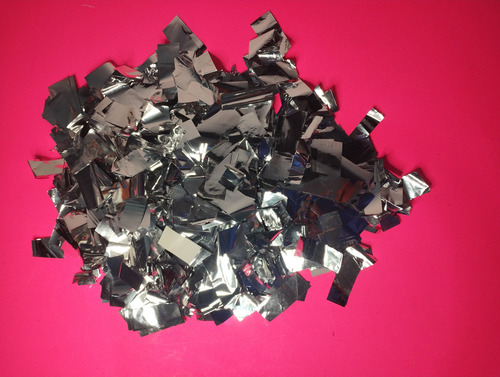 Confeti Rectangular Papel Metálico Color Plata 1 Kg Plateado
