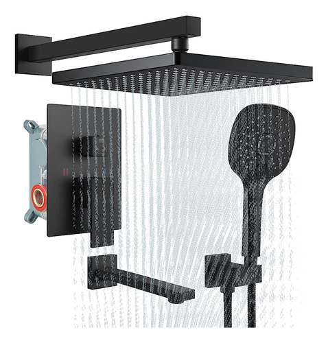 Gotonovo Rainfall Matte Black Shower System Mixer Shower 