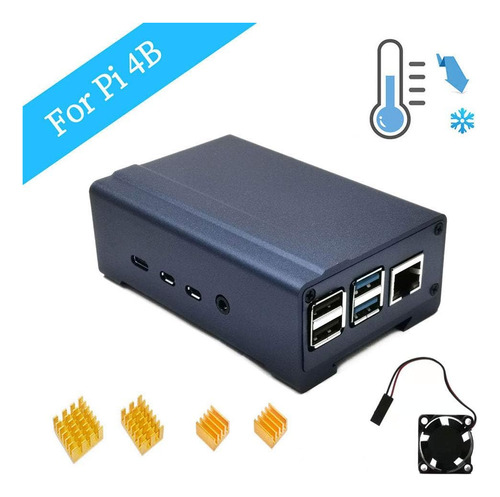 Zkeeshop Para Raspberry Pi 4 Case De Aluminio Con Ventilador