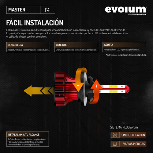 Foco Led Evolum Master Para Vehículos H1 H7 H11 9005 9006 H7