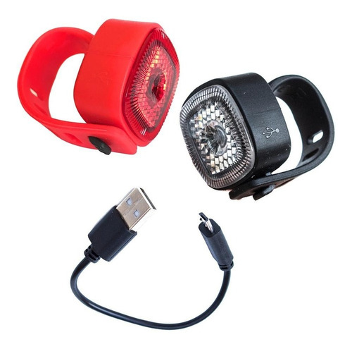 Kit Luces Bicicleta Delantera Trasera Patriot Usb Silicona