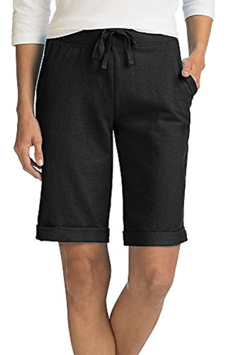 Bermudas De Felpa Francesa Para Mujer De Hanes, Negro, Grand