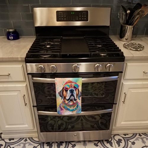 Toalla Decorativa Mastín Hippie Dawg Para Cocina Y Baño