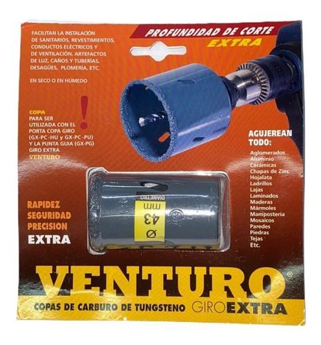 Mecha Sierra Copa Carburo Tungsteno G/ Extra 43mm Venturo