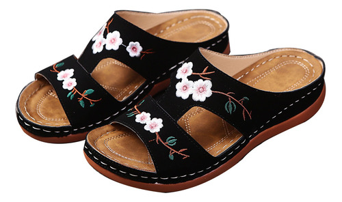 Zapatos Casuales Bordados Con Flores Ortopédicas Para Mujer