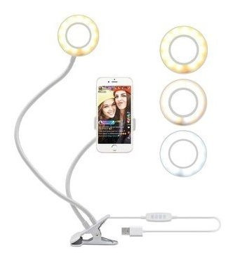 Aro De Luz Selfie Led 3 Tonos Con Soporte Para Celular