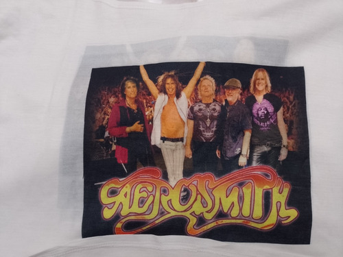 Remera Corta Aerosmith Pupera Mujer Blanca Oferta Modal