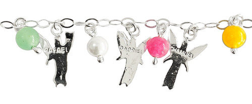 Pulsera Ajustable 7 Arcangeles Cuarzo San Miguel Plata 925 Color Colores Diámetro 6 Cm Largo 20 Cm