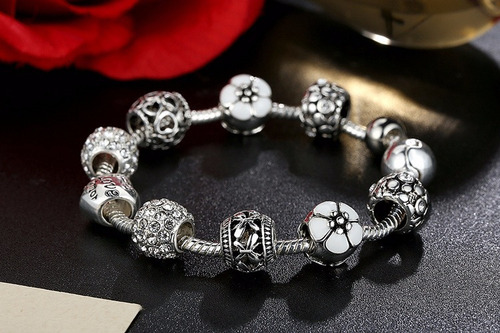 Pulseras De Plata Mujer Con Encantos Chapa Plata Fina 925