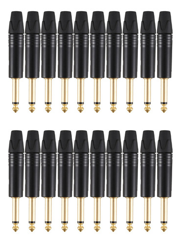 Plug Mono Professional, 2 Pólos, Banhado A Ouro, 6,35 Mm, 6,