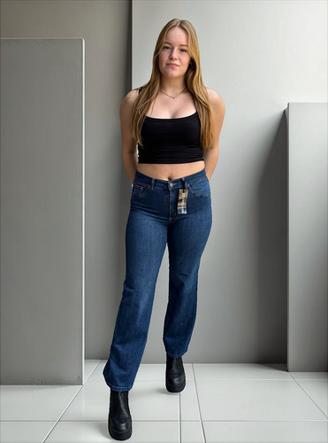 Pantalon Jean Rica Lewis Ancho Mujer Dama Azul Talles Grande