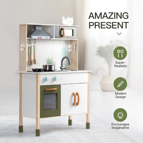 Set Cocina Madera Niños Juguete Simulación Regalo Infantil 7 Color
