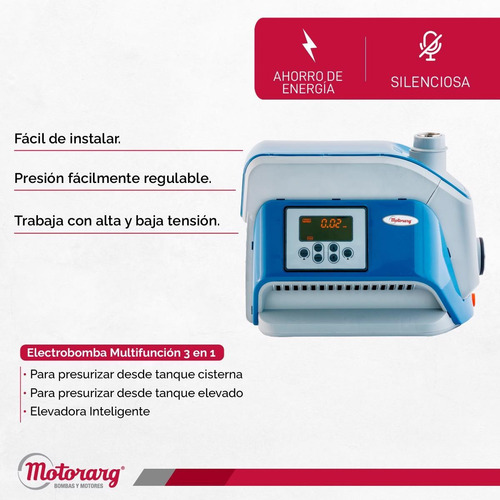 Imagen 3 de 11 de Bomba Presurizadora Motorarg Tip Matic 3-6 Hasta 6baños 1 Hp