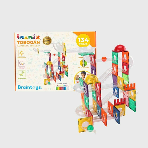 Set de construcción magnético Braintoys Imanix Tobogán 134 piezas en caja