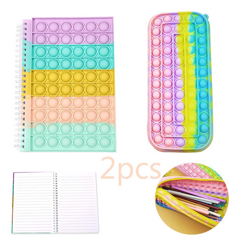 2 Cuadernos Pop It Fidget Toys Para Aliviar El Estrés Color 2pcs