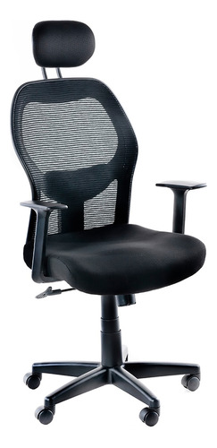 Silla Escritorio Ergonomica Negra Con Cabecera Y Apoyabrazos