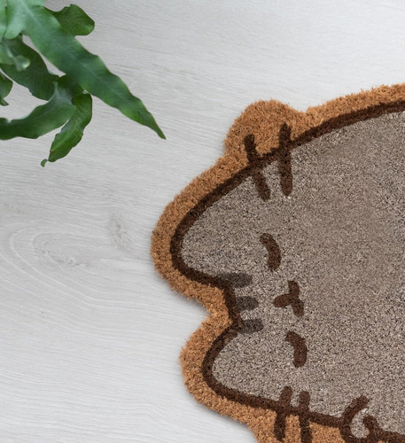 Tapete Tipo Alfombra Para Entrada Gato Pusheen Cat 60x43 Cm Ancho 2 Cm Color Marrón Claro Diseño De La Tela Animal Print Largo 60 Cm