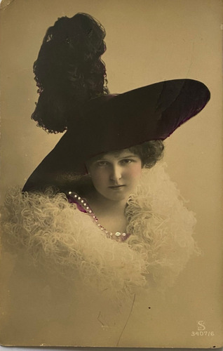 Antigua Postal Romántica, Foto Retrato, Mujer, Año 1920 Pr34