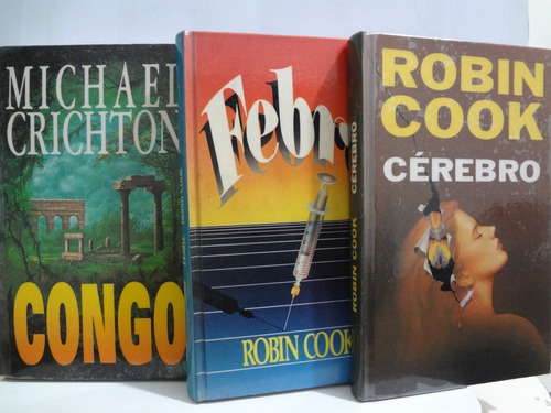 3 Livros Robin Cook Febre + Cérebro + Congo Michael Crichton