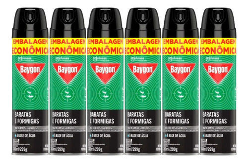 Baygon Ação Total Contra Formigas Baratas Spray 6un 360ml