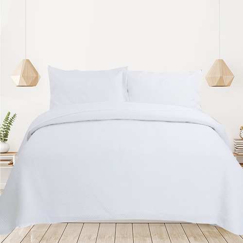 Cubrecama Queen Size Stone Washed Calidad Premium Color Blanco Celine
