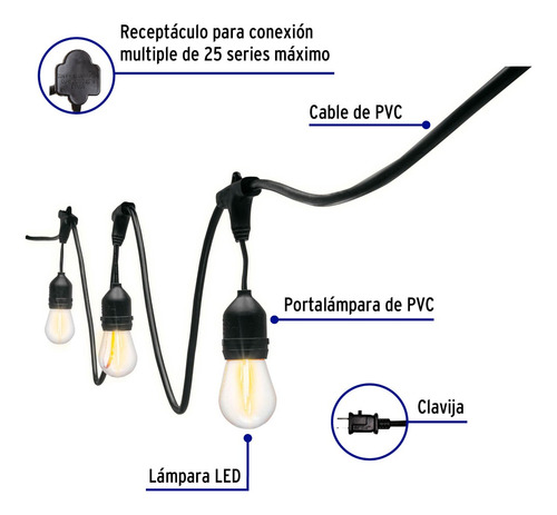 Serie De 24 Luces Led Exterior 24 W 14.6 M Volteck 49991