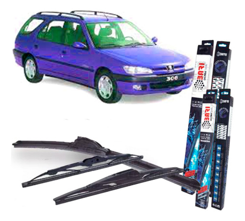 Kit 3 Escobilla Aerodinámica P/ Peugeot 306 Sw 1999 /2003 X3