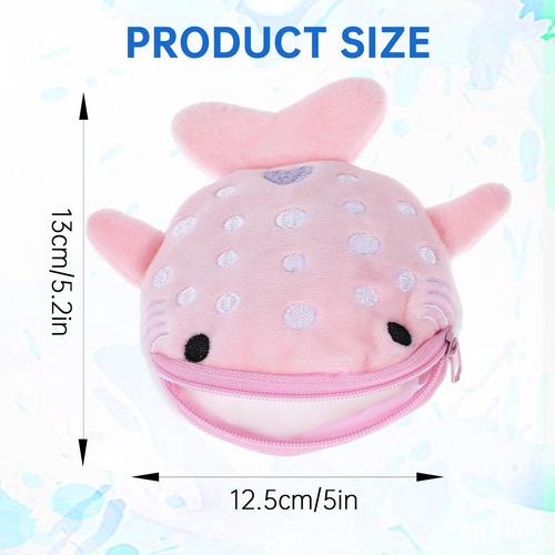 Monedero Kawaii De Felpa Con Cierre X2u - Ballena Rosa Negro