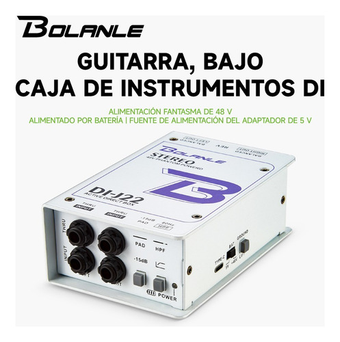 Bolanle J22 Caja Directa Estéreo Xlr 1/4 Dual Canal