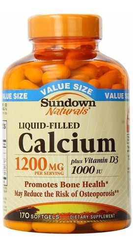 Calcio 1200mg + D3, Calcium Sundown U S A, 170 Softgels