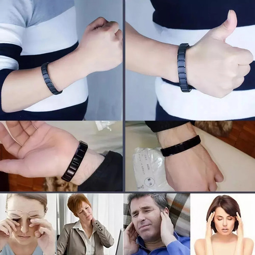 Pulsera Magnética, Pulsera De Moda Para Hombres Y Mujeres, Pulsera Para Parejas, Pulsera Terapia De Los Imán Color Negro Moda Diámetro 1.3 Cm Largo 19 Cm
