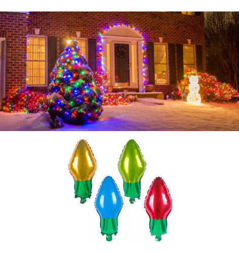 50 Globos De Bombilla De Navidad, Globos De Papel De