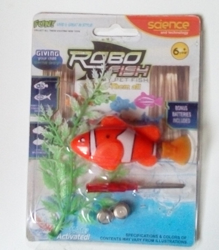 Imagen 2 de 7 de Pez Plastico Payaso Y Accesorios Con Luz Y Sonido Al Nadar