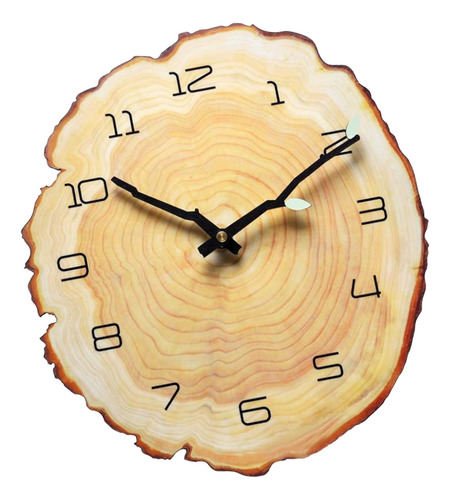 Reloj De Pared Rústico Tronco De Árbol Con Números