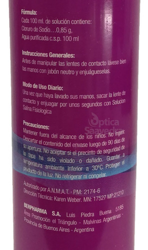 Imagen 4 de 4 de Combo 5 Solucion Salina 500 Ml Enjuague Lente Contacto